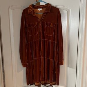 Umgee Burnt Orange Velvet dress